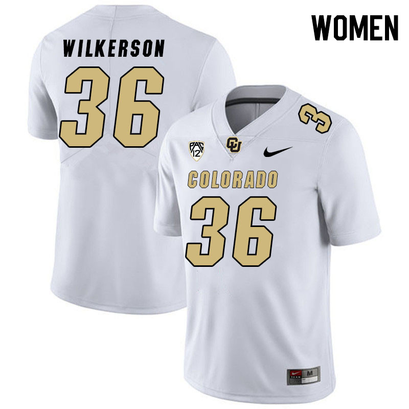 Women #36 Sy'veon Wilkerson Colorado Buffaloes College Football Jerseys Stitched Sale-White